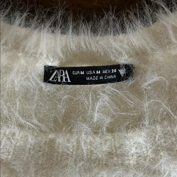 Zara Soft Cream Fuzzy Knit Top - Picture 5 of 6